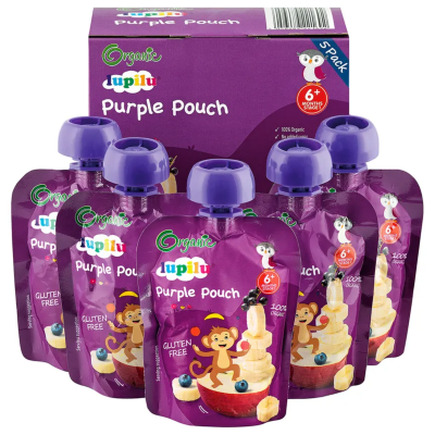 Lupilu Organic Baby Purple Pouches Pack of 5 x 90g